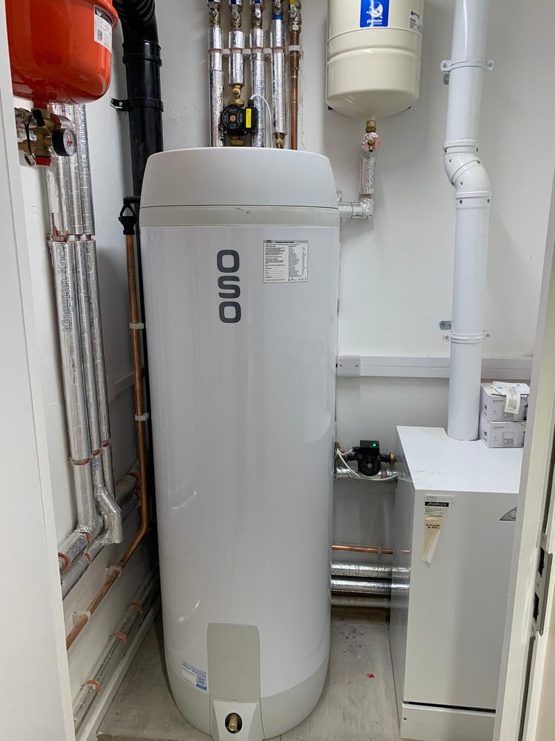 Cylinder and boiler installation